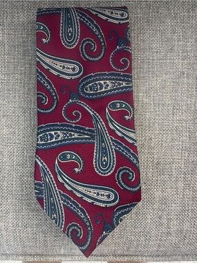 VPL Burgundy Paisley Tie with Navy and Cream Accents